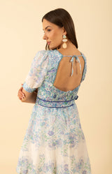 Kara Linen Dress, color-Blue