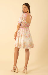 Kara Linen Dress, color-Pink