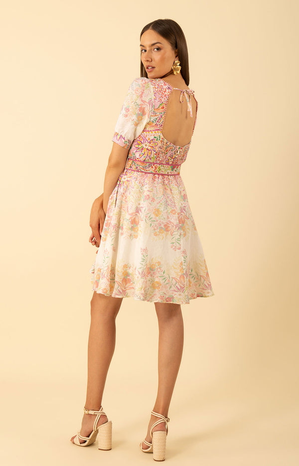 Kara Linen Dress, color-Pink