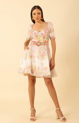Kara Linen Dress, color-Pink