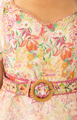 Kara Linen Dress, color-Pink