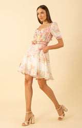 Kara Linen Dress, color-Pink