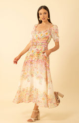 Kara Linen Maxi Dress, color-Pink