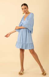 Baylee Charmeuse Dress, color-Blue
