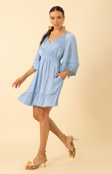 Baylee Charmeuse Dress, color-Blue