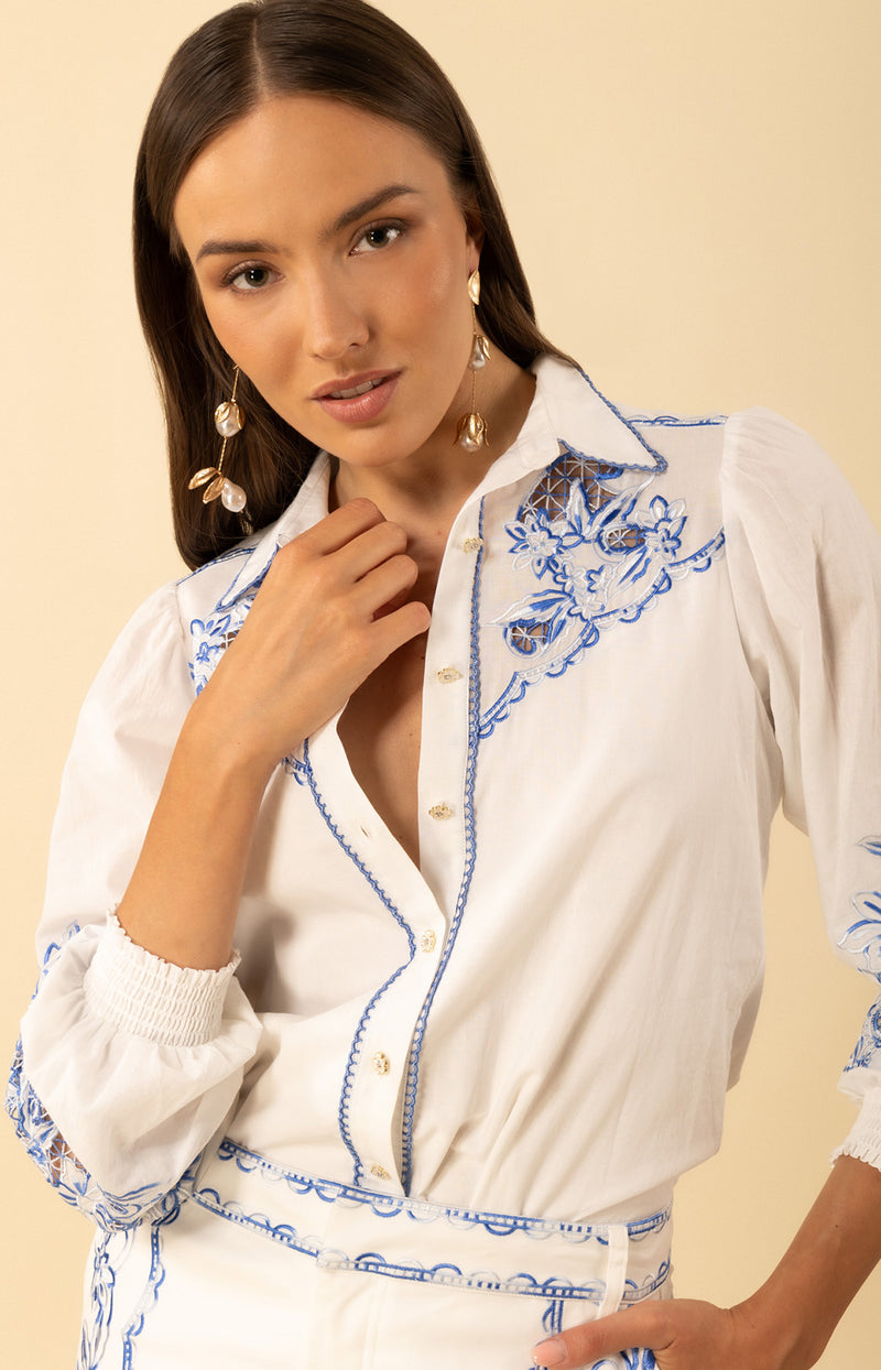 Jianna Embroidered Top, color-Blue