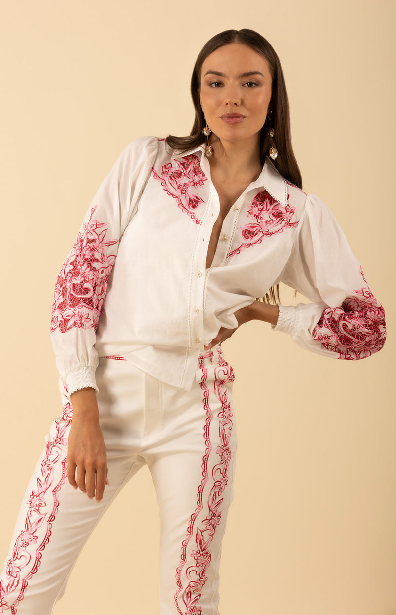 Jianna Embroidered Top, color-Pink
