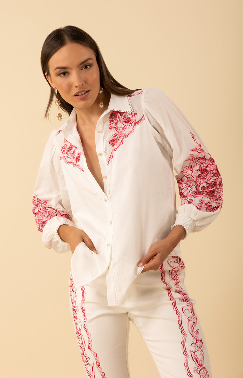 Jianna Embroidered Top, color-Pink