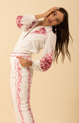 Jianna Embroidered Top, color-Pink