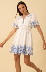  Alena Embroidered Voile Dress, color-Blue