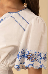  Alena Embroidered Voile Dress, color-Blue