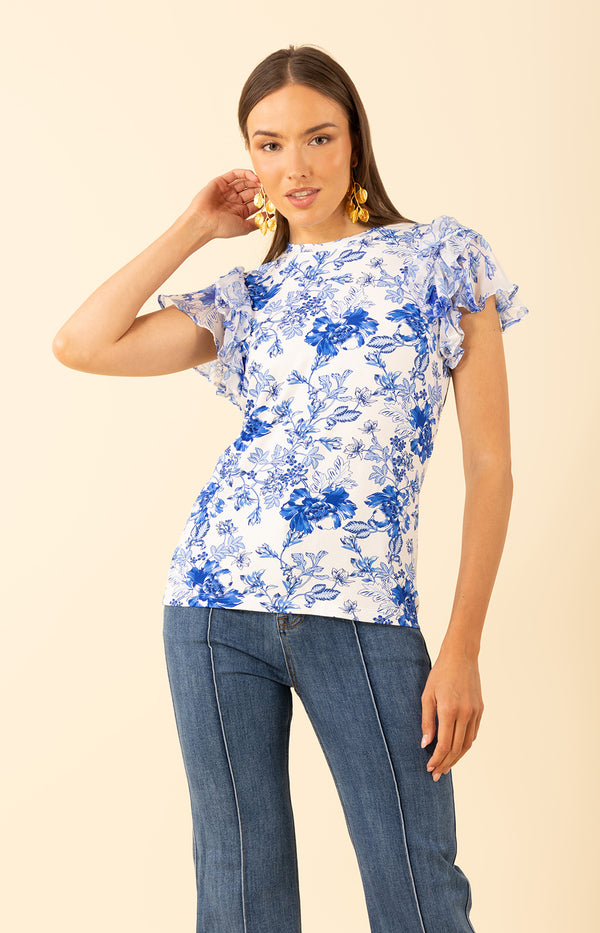 Novalee Jersey Top, color-Blue