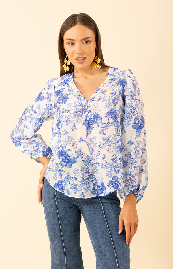 Elliot Voile Top, color-blue