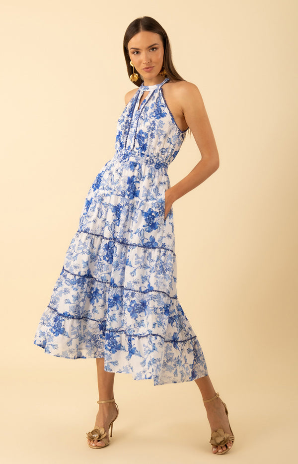 Denver Voile Dress, color-Blue