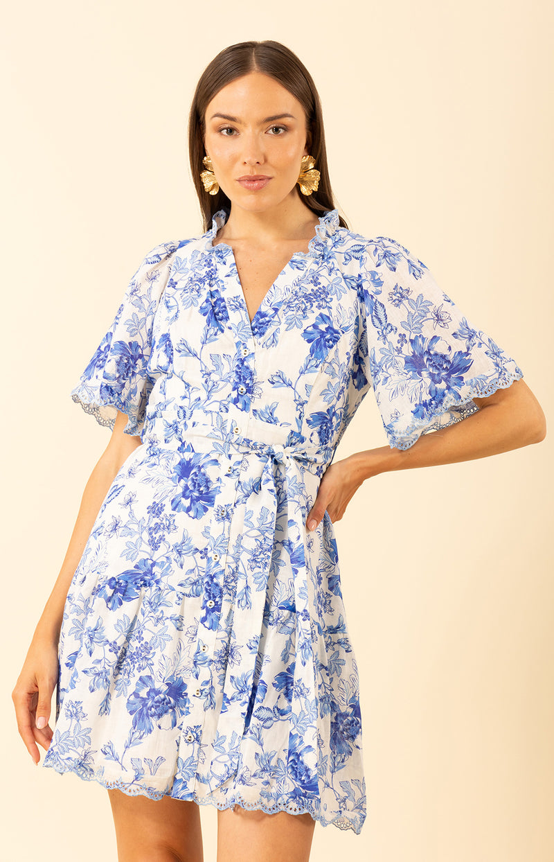 Emmalyn Linen Dress, color-blue