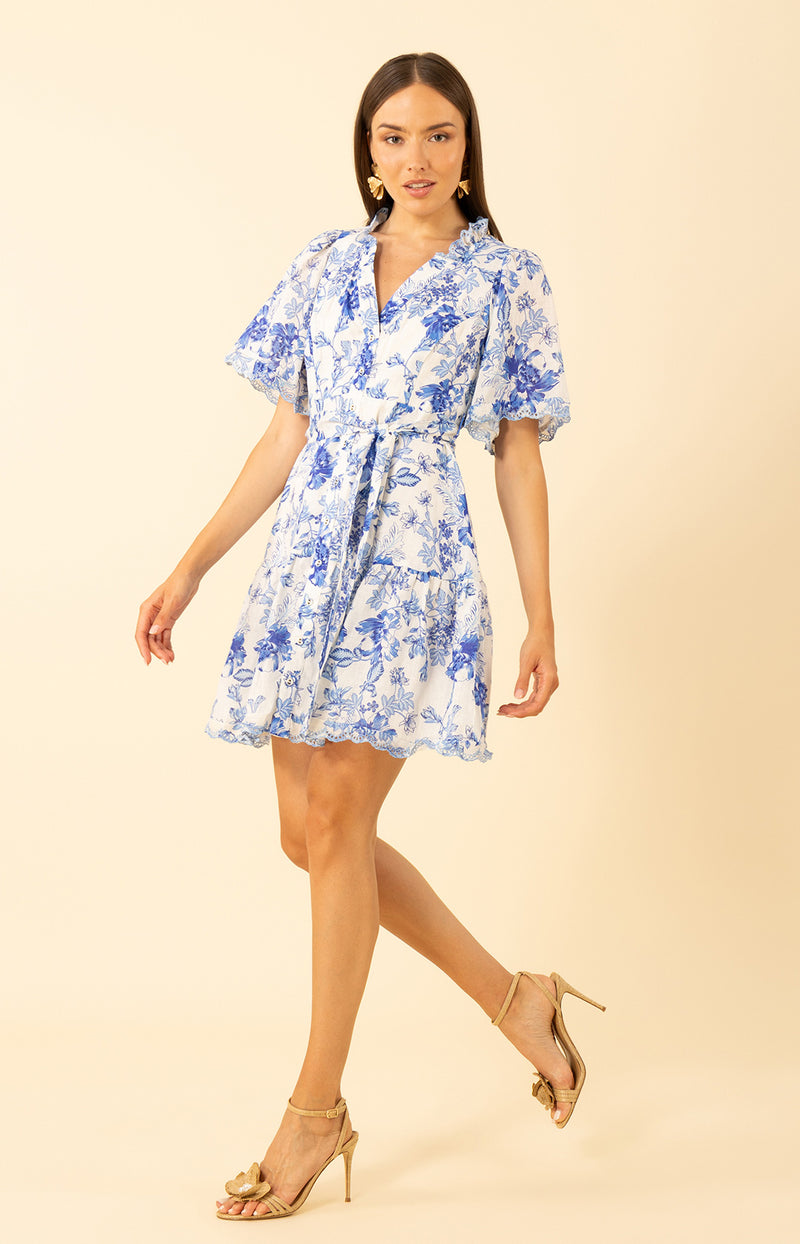 Emmalyn Linen Dress, color-blue