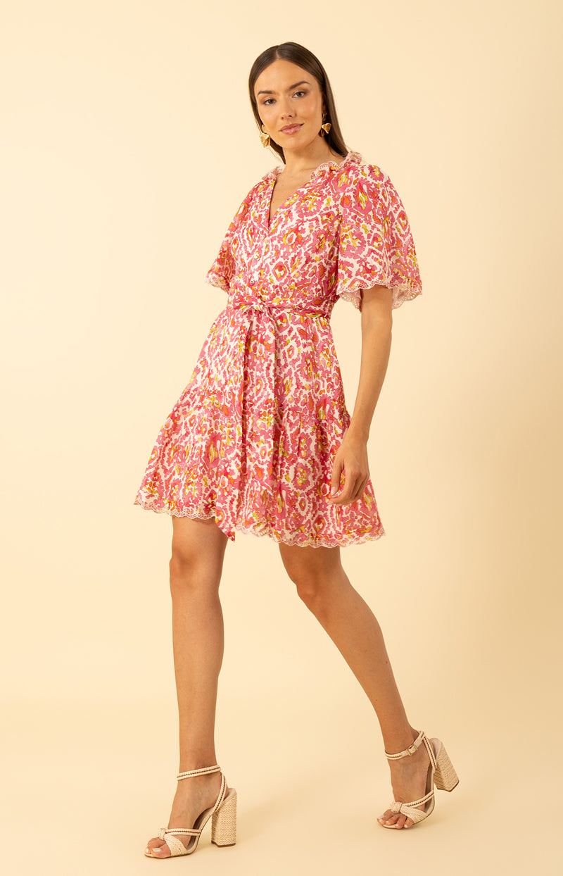 Emmalyn Linen Dress, color-pink