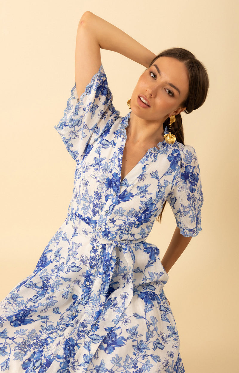 Emmalyn Linen Maxi Dress, color-blue