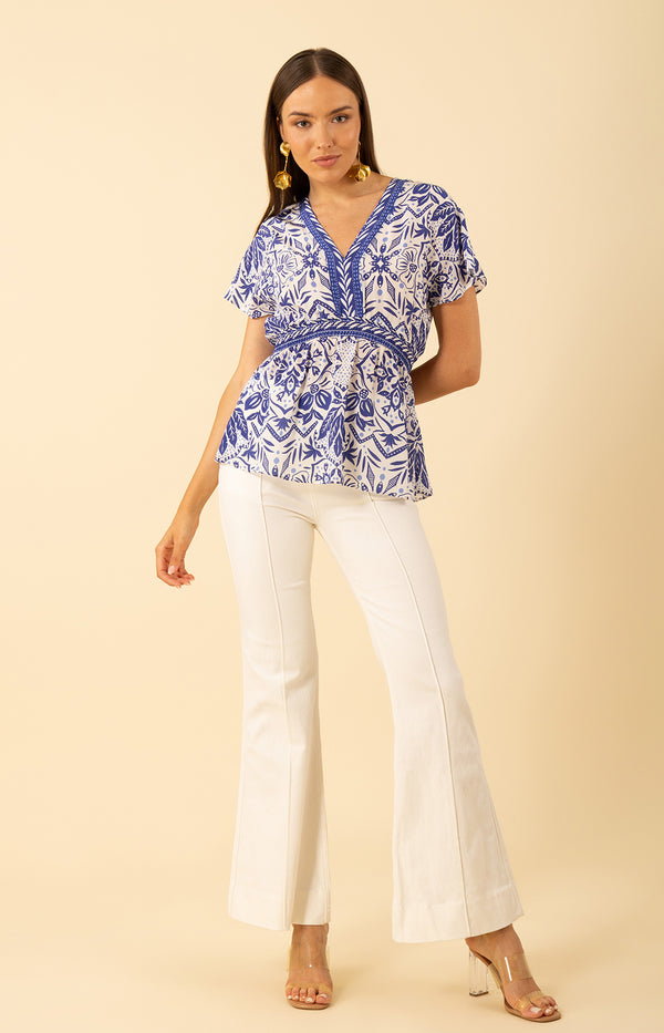 Persephone Silk Top, color-blue