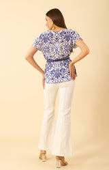 Persephone Silk Top, color-blue