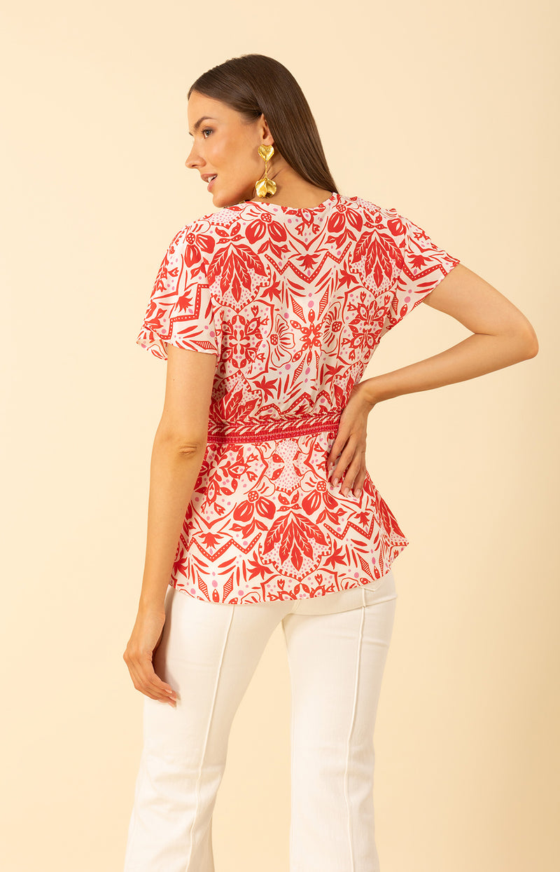 Persephone Silk Top, color-Red