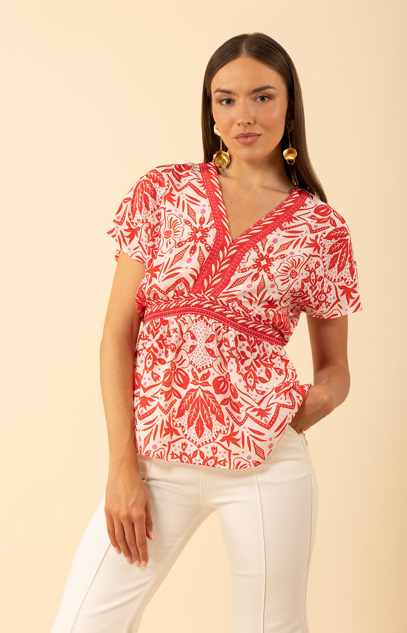 Persephone Silk Top, color-Red