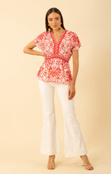Persephone Silk Top, color-Red