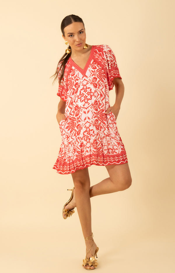 Aliya Dress, color-Red