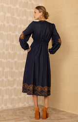 Paulina Embroidered Dress_color_Navy