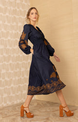 Paulina Embroidered Dress_color_Navy