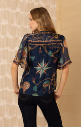 Hana Chiffon Top_color_Navy