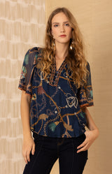 Hana Chiffon Top_color_Navy