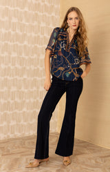 Hana Chiffon Top_color_Navy