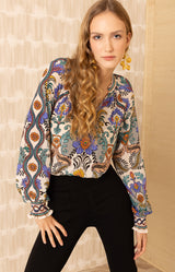 Whitley Silk Top, color-Ivory