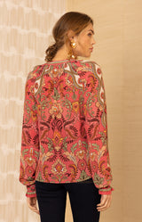 Whitley Silk Top, color-Rose