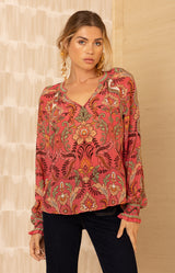 Whitley Silk Top, color-Rose