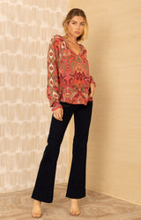 Whitley Silk Top, color-Rose
