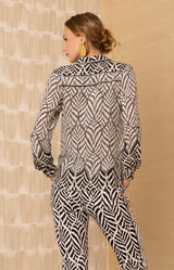 Kelly Silk Top, color-BlackwithWhit