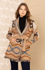 Harmoni Jacquard Sweater, color-Camel