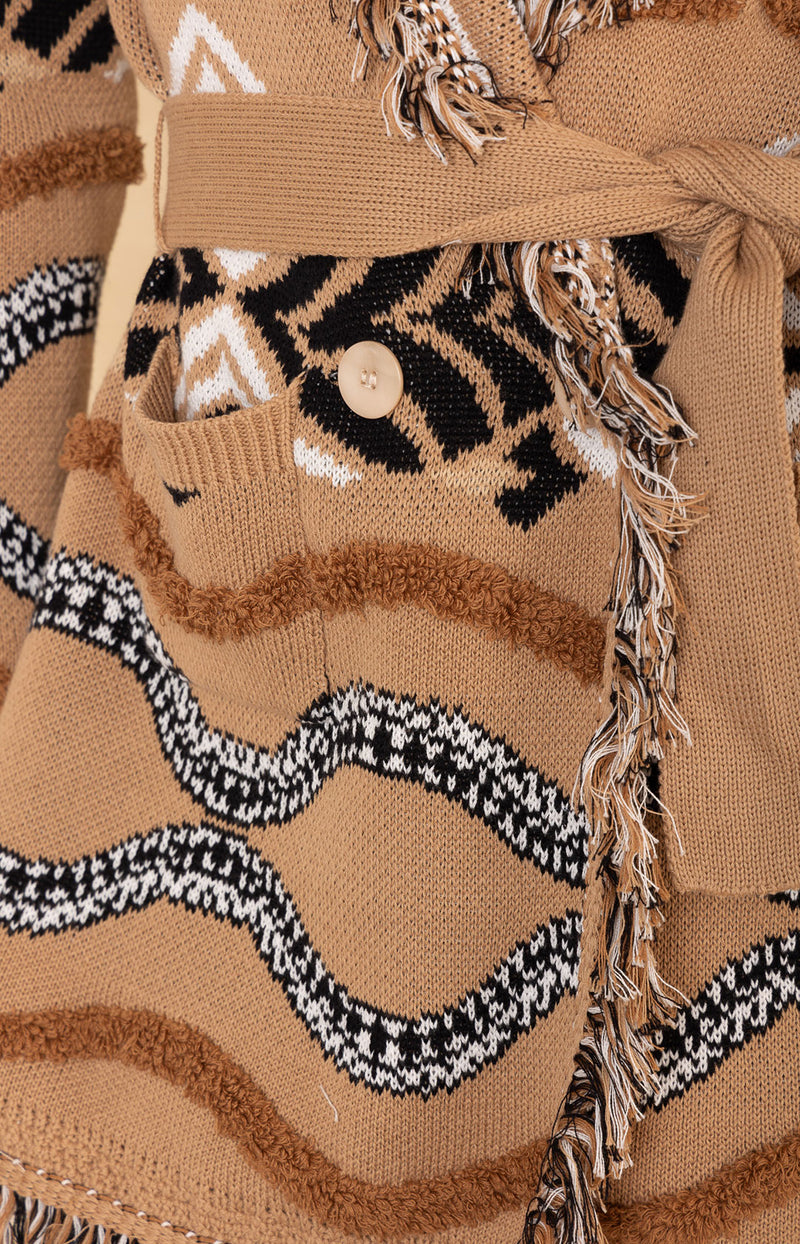 Harmoni Jacquard Sweater, color-Camel
