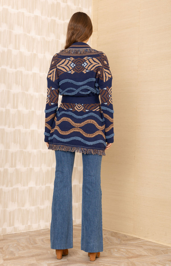 Harmoni Jacquard Sweater, color-Navy