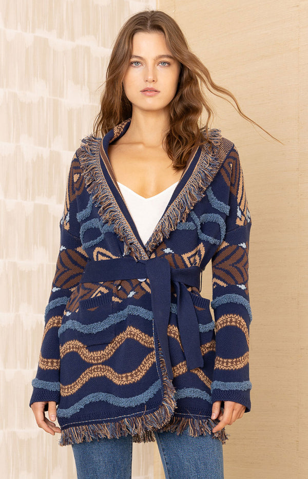 Harmoni Jacquard Sweater, color-Navy