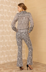 Amoura Flare Pant, color-BlackwithWhit