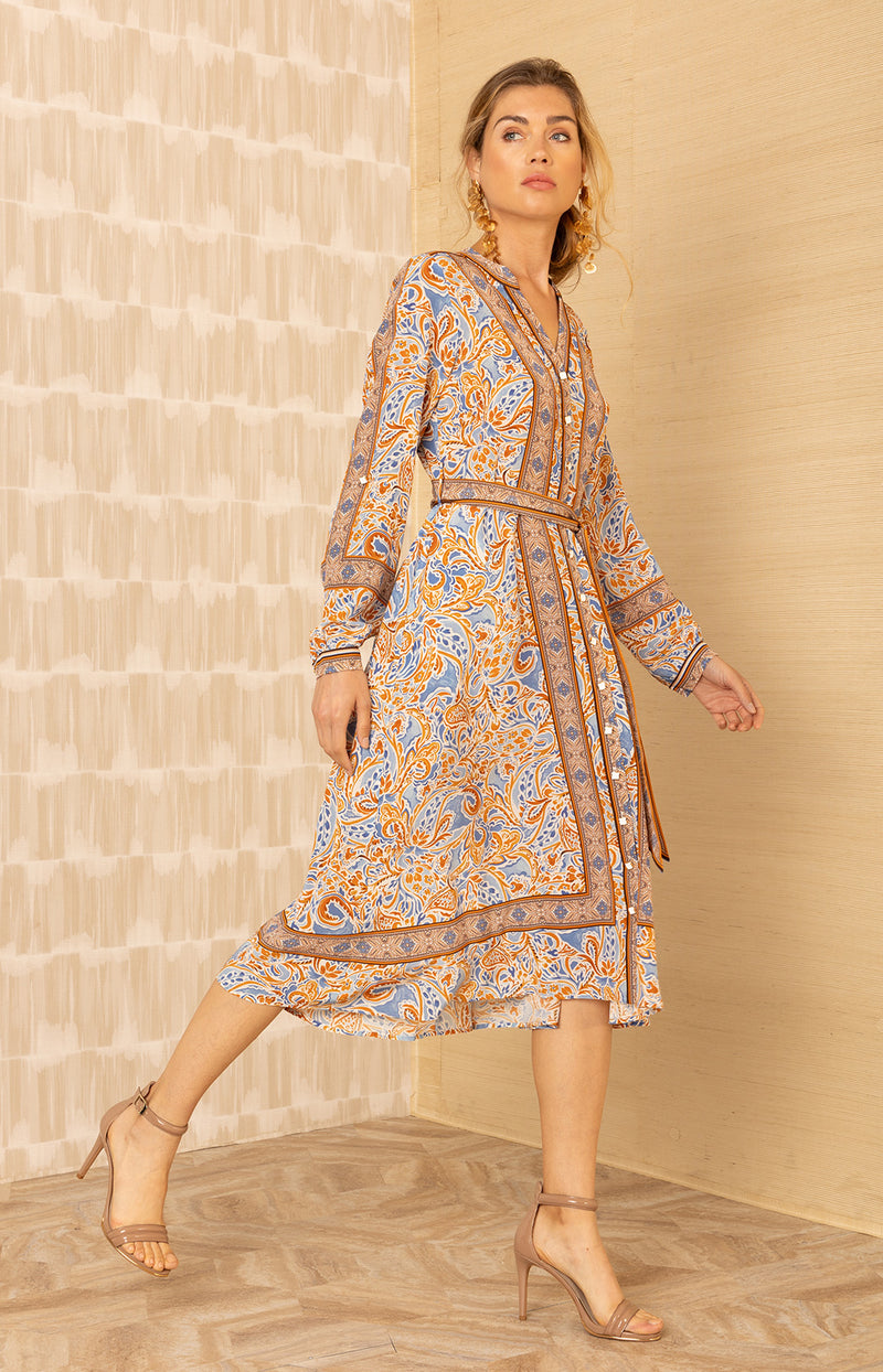 Vienna Midi Dress, color-Blue