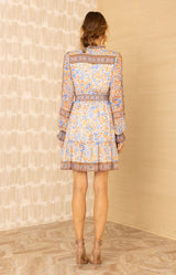 Nyra Chiffon Dress, color-Blue