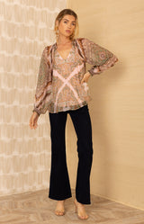 August Chiffon Top, color-Pink