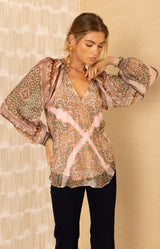 August Chiffon Top, color-Pink