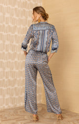 Rosalyn Charmeuse Pant, color-Blue