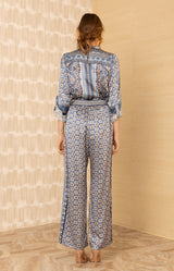 Rosalyn Charmeuse Pant, color-Blue