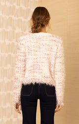 Amelie Boucle Cardigan, color-Ivory